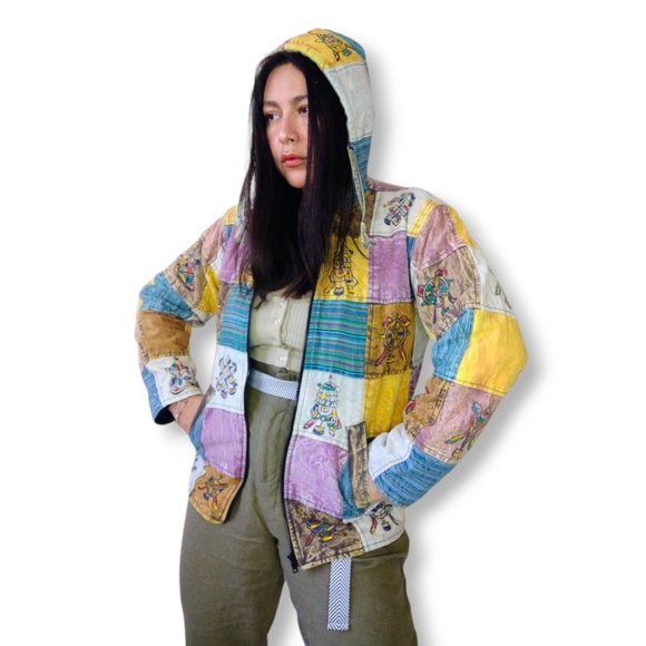 Unbranded 100% cotton vintage made in Nepal checkered colorful hippie jacket - Picture 5 of 5
